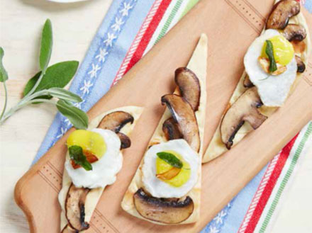 Mushroom & Quali Egg Bruschetta