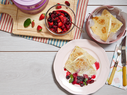 Cheesecake Quesadillas with Berry Compote