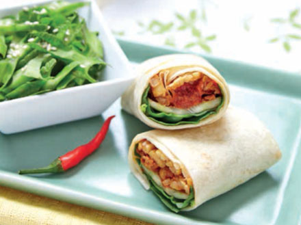 Sambal Tempeh Wrap with Four Angle Bean Salad
