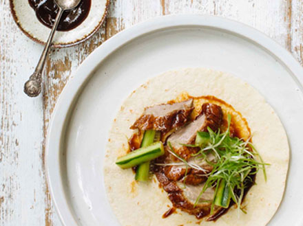 Roast Duck, Cucumber and Onion Wrap